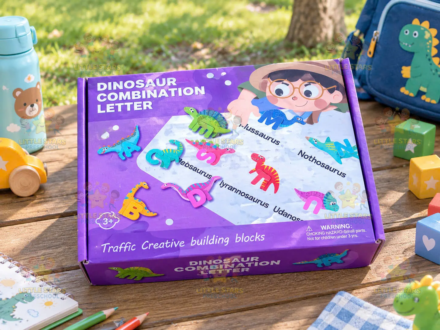 Bộ ghép chữ cái khủng long tiếng Anh bằng gỗ (Dinosaur Combination Letter)