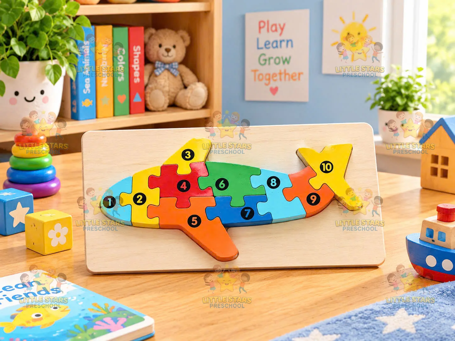 Bảng ghép hình gỗ số 1-10 Tàu Ngầm Đại Dương (Submarine Puzzle)