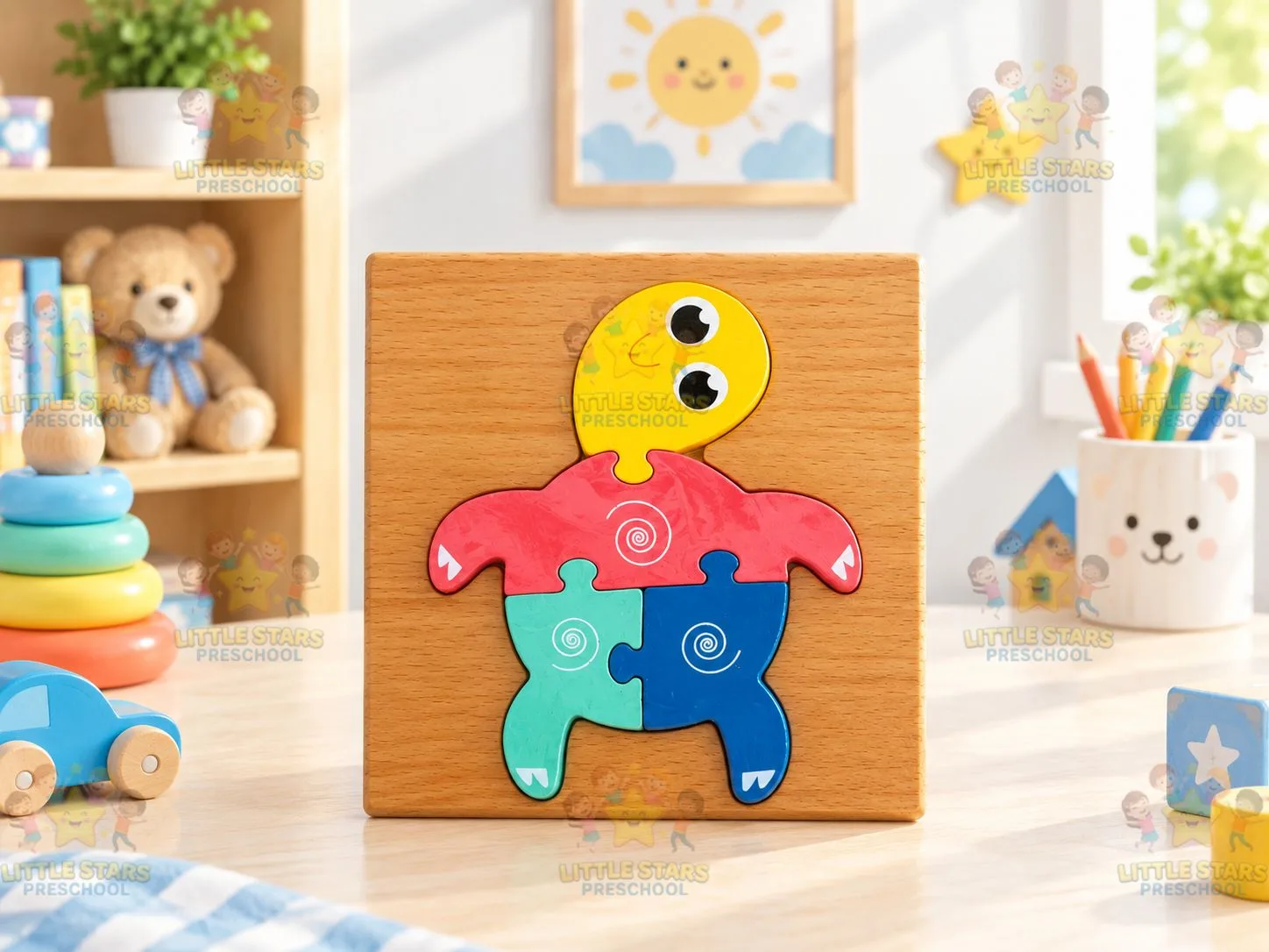Mảnh Ghép Hình Gỗ 3D Hình Con Rùa Cho Bé - Đồ Chơi Giáo Dục Thông Minh Phát Triển Tư Duy Montessori