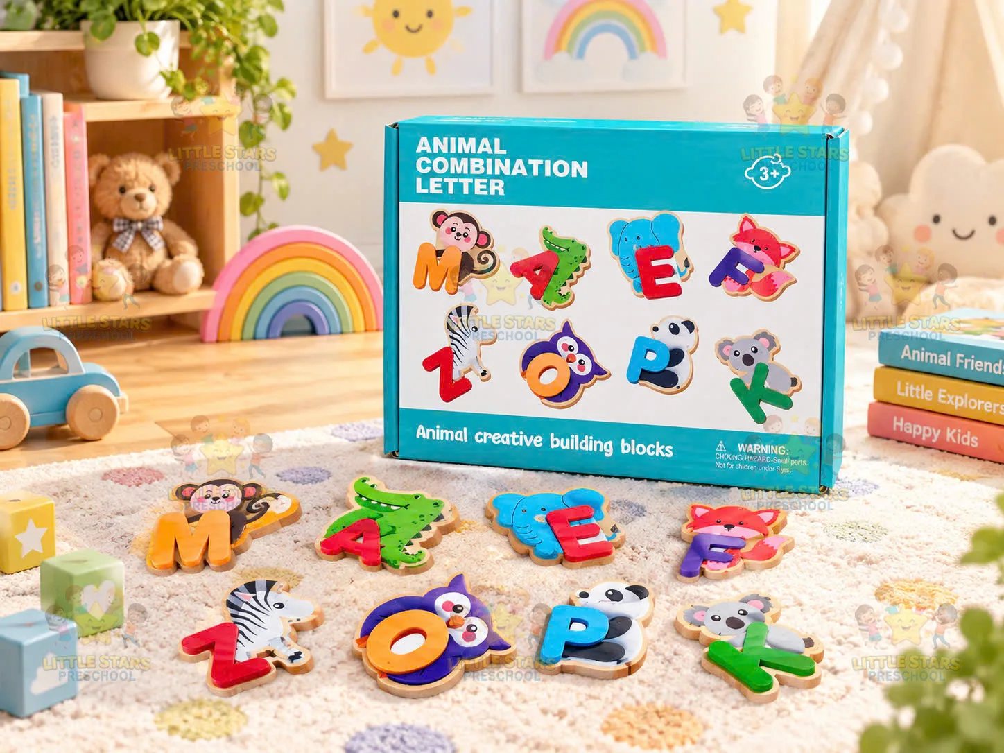 Bộ khối gỗ ghép chữ cái tiếng Anh hình con vật (Animal Combination Letter)