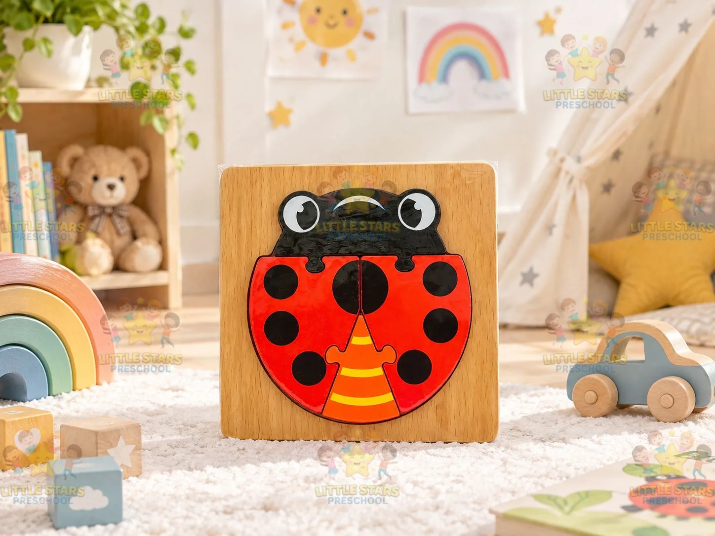 Mảnh Ghép Hình Gỗ 3D Hình Bọ Cánh Cứng (Bọ Rùa) Cho Bé - Đồ Chơi Giáo Dục Thông Minh Phát Triển Tư Duy Montessori