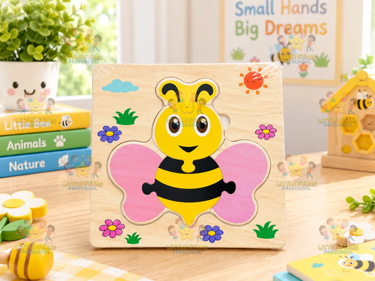 Mảnh Ghép Hình Gỗ 3D Hình Con Ong Cho Bé – Đồ Chơi Giáo Dục Thông Minh Phát Triển Tư Duy Montessori