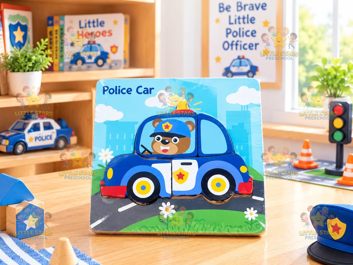 Tranh ghép hình gỗ nổi Xe Cảnh Sát (Police Car Puzzle)