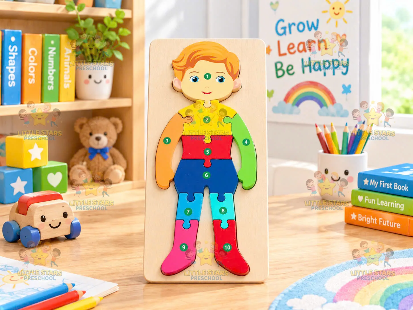 Bảng ghép hình gỗ số 1-10 Bé Trai Năng Động (Boy Puzzle)