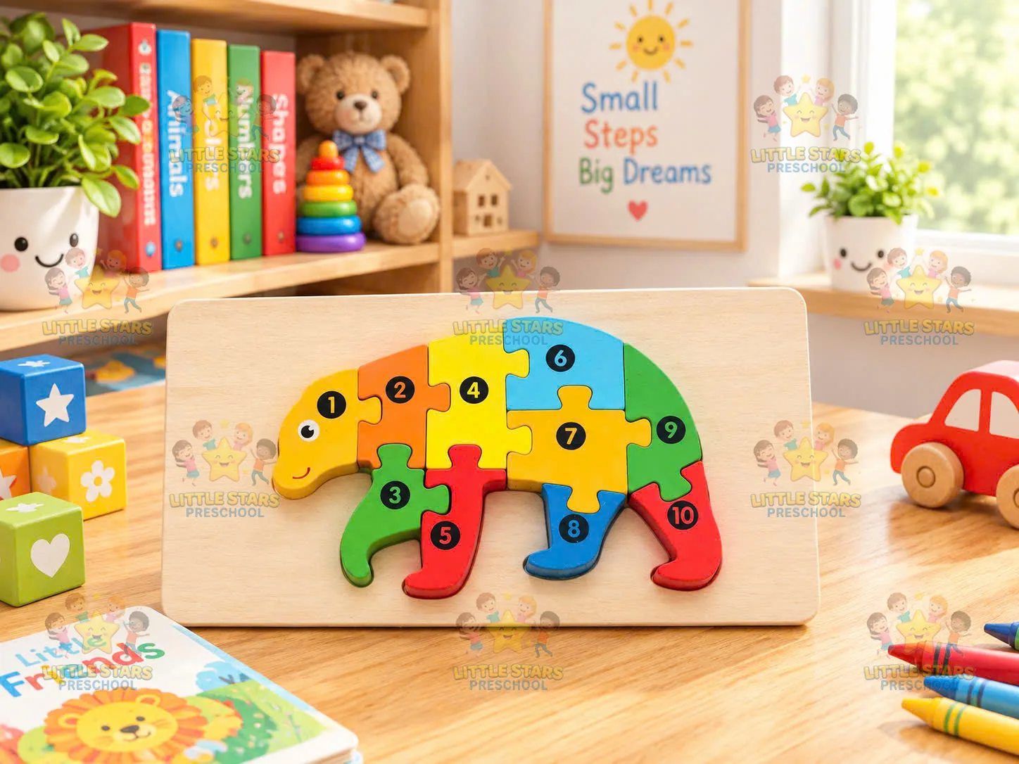 Bảng ghép hình gỗ số 1-10 Chú Gấu Bắc Cực (Bear Puzzle)