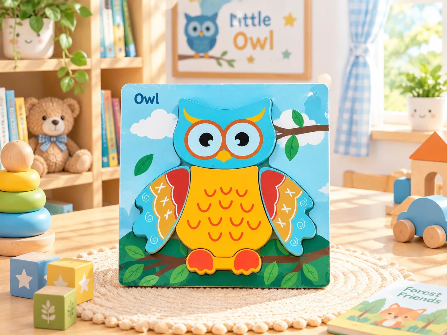 Mảnh Ghép Hình Gỗ 3D Hình Chim Cú Mèo (Owl) Cho Bé – Đồ Chơi Giáo Dục Thông Minh Montessori