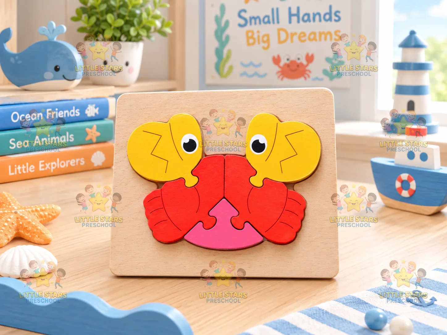 Mảnh ghép hình gỗ 3D hình Con Cua Biển Đỏ (Red Crab)