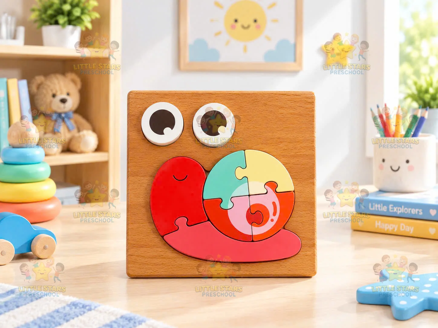 Mảnh ghép hình gỗ 3D hình Con Ốc Sên đáng yêu